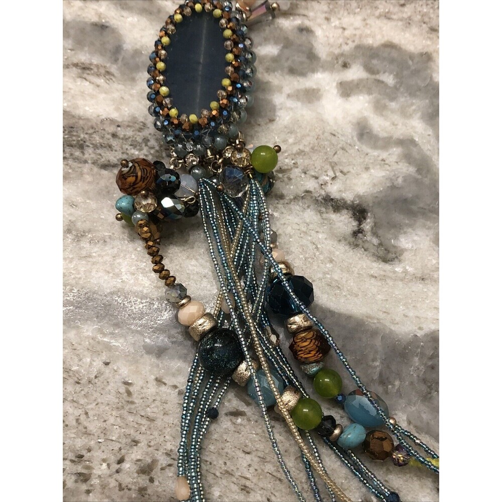 Boho Style Statement Multistrand Multicolored Gla… - image 4